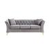 Modern Curved Sofa Velvet Upholstered Tufted Couch 3 Seat Button Sofa with Scroll Arms and Metal Legs for Living Room