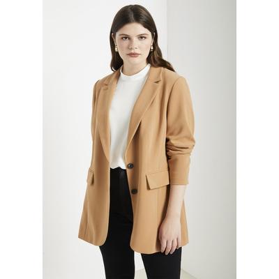 Plus Size Women's The 365 Semi Stretch Two Button Blazer by ELOQUII in Biscuit (Size 28)