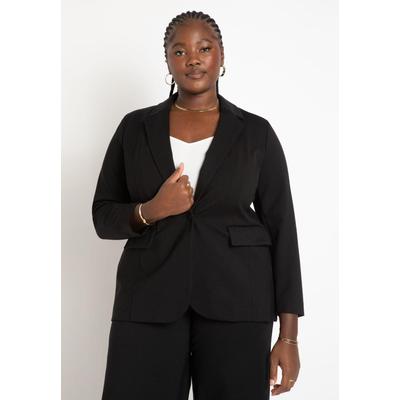 Plus Size Women's The Ultimate Stretch One Button Work Blazer by ELOQUII in Totally Black (Size 26)