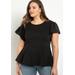 Plus Size Women's Flare Sleeve Peplum Top by ELOQUII in Black (Size 28)