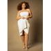 Plus Size Women's Bridal by ELOQUII Draped Faux Leather Dress in Off White (Size 16)