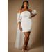 Plus Size Women's Bridal by ELOQUII Mini Dress With Puff Sleeve Cape in True White (Size 20)