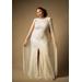 Plus Size Women's Bridal by ELOQUII Embellished Cape Gown in Off White (Size 28)