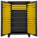 Durham 12 Gauge Recessed Door Style Lockable Cabinet with 134 Yellow Hook on Bins & 3 Adjustable Shelves Gray - 48 in.