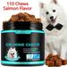 Calming Chews for Dogs 110 Chews (Salmon Flavor) for All Breeds & Sizes Safe and Effective Dog Calming Treats Aid with Separation Barking Stress Relief Thunderstorms