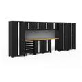 NewAge Products Bold Series Black 12 Piece Cabinet Set Heavy Duty 24-Gauge Steel Garage Storage System Slatwall Included