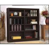 Double Wide Bookcase Espresso Finish 8 Shelves