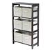 Ergode Capri 3-Section M Storage Shelf with 6 Foldable Beige Fabric Baskets