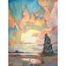 Atmospheric Clouds Over Mono Lake at Dawn Lakeside Rock Landscape Modern Watercolour Painting Large Wall Art Poster Print Thick Paper 18X24 Inch