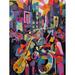 New Orleans Jazz Festival Street Musicians Playing Music City at Sunset Abstract Modern Painting Large Wall Art Poster Print Thick Paper 18X24 Inch