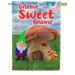 America Forever Gnome Sweet Gnome House Flag - Toadstool Gnome Mushroom House - Spring Summer Seasonal Yard Outdoor Decorative Double Sided Flag - 28 x 40 Inch
