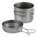 Walmeck 1100ML / 1600ML Titanium Pot Pan Set Super Lightweight Camping Cookware Set Portable Cooking Tool with Folding Handle