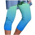 Reduce Price Hfyihgf Capri Pants for Women Casual Summer Pull On Yoga Dress Capris Work Jeggings Trendy Print Athletic Golf Crop Pants with Pockets(Green 4XL)