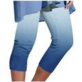 Reduce Price Hfyihgf Capri Pants for Women Casual Summer Pull On Yoga Dress Capris Work Jeggings Trendy Print Athletic Golf Crop Pants with Pockets(Light Blue XL)