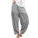 Reduce Price Hfyihgf Women s Plus Size Linen Cotton Harem Pants Summer Causl Loose Fit Lantern Cropped Tapered Pants Trousers with Drawstring Elastic Waist(Gray 4XL)