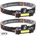 Rechargeable Headlamp 2-Pack Super Bright & Lightweight LED Headlamp Adjustable Angle & Strap Head Lamp Waterproof Headlight Flashlight for Running Camping Cycling Outdoor Adults Kid (1200mAh)