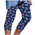 Reduce Price Hfyihgf Capri Pants for Women Casual Summer Pull On Yoga Dress Capris Work Jeggings Trendy Print Athletic Golf Crop Pants with Pockets(Dark Blue 5XL)