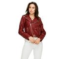 Made by Johnny Women s Faux Leather Moto Biker Jacket L RED