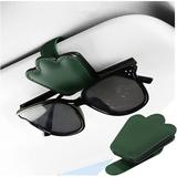 Sunglasses Holder for Car Sun Visor Magnetic Leather Auto Glasses Hanger Clip Eyeglasses Ticket Card Clip Mount for Automotive Visor Universal Car Accessories for Most Vehicles (Army Green)