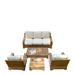 Leveb 5 Pc Sofa Set: Sofa 2 Lounge Chairs Coffee Table & Side Table With Cushions in Sunbrela Fabric #57003 Canvas White