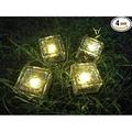 4PCS Solar Ice Cube Lights Solar Frosted Glass Brick Light LED Landscape Light Buried Light Square Cube for Garden Path Patio Outdoor Decoration Warm White