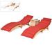 SAYFUT 3PCS Wooden Folding Patio Lounge Chair Table Set Red/White Cushion Pad Outdoor