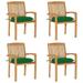 Suzicca Stacking Patio Chairs with Cushions 4 pcs Solid Teak Wood