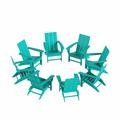 WestinTrends Ashore Adirondack Chairs Set of 8 All Weather Poly Lumber Folding Outdoor Patio Chairs Modern Farmhouse Plastic Garden Lawn Deck Fire Pit Chairs Turquoise