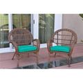 Jeco W00210-C-2-FS032 Santa Maria Honey Wicker Chair with Turquoise Cushion - Set of 2