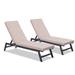 Patio Chaise Lounges Set of 2 Portable Patio Furniture Chaise Lounge 5-Position Adjustable Outdoor Lounge Recliner Chairs with Cushion Sunbathing Chair for Lawn Patio Beach Sunbathing Khaki