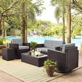 Palm Harbor 5Pc Outdoor Wicker Conversation Set Gray/Brown - Loveseat Side Table Coffee Table & 2 Swivel Chairs