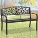 Bilot Outdoor Bench Garden Bench Patio Bench Wrought Iron Bench Front Porch Bench Park Bench Outdoor Furniture Steel Frame Benches Clearance 50 Inch Black