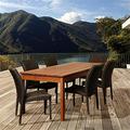 International Home Miami SC ATA-6BARI Jamison 7 Piece Eucalyptus & Wicker Rectangular Patio Dining Set