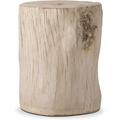 Bilot Outdoor Antique Beige Side Table Faux Wood Hand-Painted Wood Stump Stool Ottomans Plant Stand Deck or Garden
