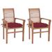 vidaXL Patio Dining Chairs Wooden Accent Chair with Cushions Solid Wood Teak