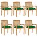 Stacking Patio Chairs with Cushions 6 pcs Solid Teak Wood