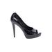 Lavender Label by Vera Wang Heels: Pumps Platform Cocktail Party Black Print Shoes - Women's Size 8 - Peep Toe