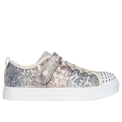 Skechers Girl's Twinkle Toes: Twinkle Sparks - Sequin Flash Sneaker | Size 3.0 | Silver/Gold | Textile/Synthetic