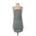 Shein Casual Dress - Mini Square Sleeveless: Green Solid Dresses - Women's Size 4