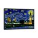 East Urban Home London, England Starry Night Skyline - Graphic Art Print Canvas/Metal in Blue/Yellow | 26 H x 40 W x 1.5 D in | Wayfair