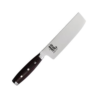 Dragon by Apogee Nakiri Knife 12 1/2in Satin CTS-BD1 SS blade Kitchen Knives 12.5in Overall 7.25in Satin Cts-Bd1 SS Blade SS Bolster Fda Approved Red