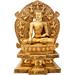 Exotic India Large Size - Lord Buddha Seated On Six-Ornament Throne Of Enlightenment (Tibetan Buddhist) Metal in Yellow | Wayfair ZDM74