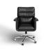 Birch Lane™ Savita Genuine Leather Executive Chair Aluminum/Upholstered in Black/Brown | 28.75 W x 28.25 D in | Wayfair