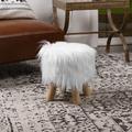 Mercer41 12.5" Wide Round Footstool Ottoman Faux Fur/Fur in White | 13.25 H x 12.5 W x 12.5 D in | Wayfair B04261B7655440AE8106CBD1748EF763