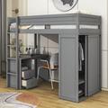 Heddine 2 Drawer Loft Bed w/ Built-in-Desk by Harriet Bee, Wood in Gray | 65 H x 40.8 W x 78.4 D in | Wayfair 05A3780BDFB44DFCA509F0CC45DE472B