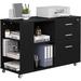 Latitude Run® Kenedee 39.37" Wide 3 -Drawer Mobile File Cabinet Wood in Black | 25.59 H x 39.37 W x 15.74 D in | Wayfair