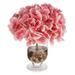 Primrue Lentz Hydrangea Floral Arrangement or Centerpiece in Vase Natural Fibers, Glass in White | 12 H x 8 W x 8 D in | Wayfair