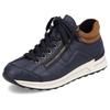 Sneaker RIEKER, Damen, Gr. 40, blau (blau, braun), Synthetik, sportlich, Schuhe, mit weichem Schaftrand, Freizeitschuh, Halbschuh, Schnürschuh
