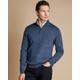 Men's Merino Zip Neck Jumper - Indigo Blue Melange, XL by Charles Tyrwhitt