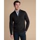 Men's Merino Zip Neck Jumper - Charcoal Black Grey, Medium by Charles Tyrwhitt